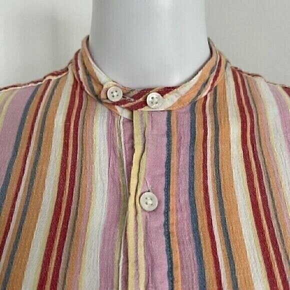 Engineered Garments FWK Women Tunic Size 2 Colorful Stripe Cotton Long Sleeve US - Picture 4 of 8